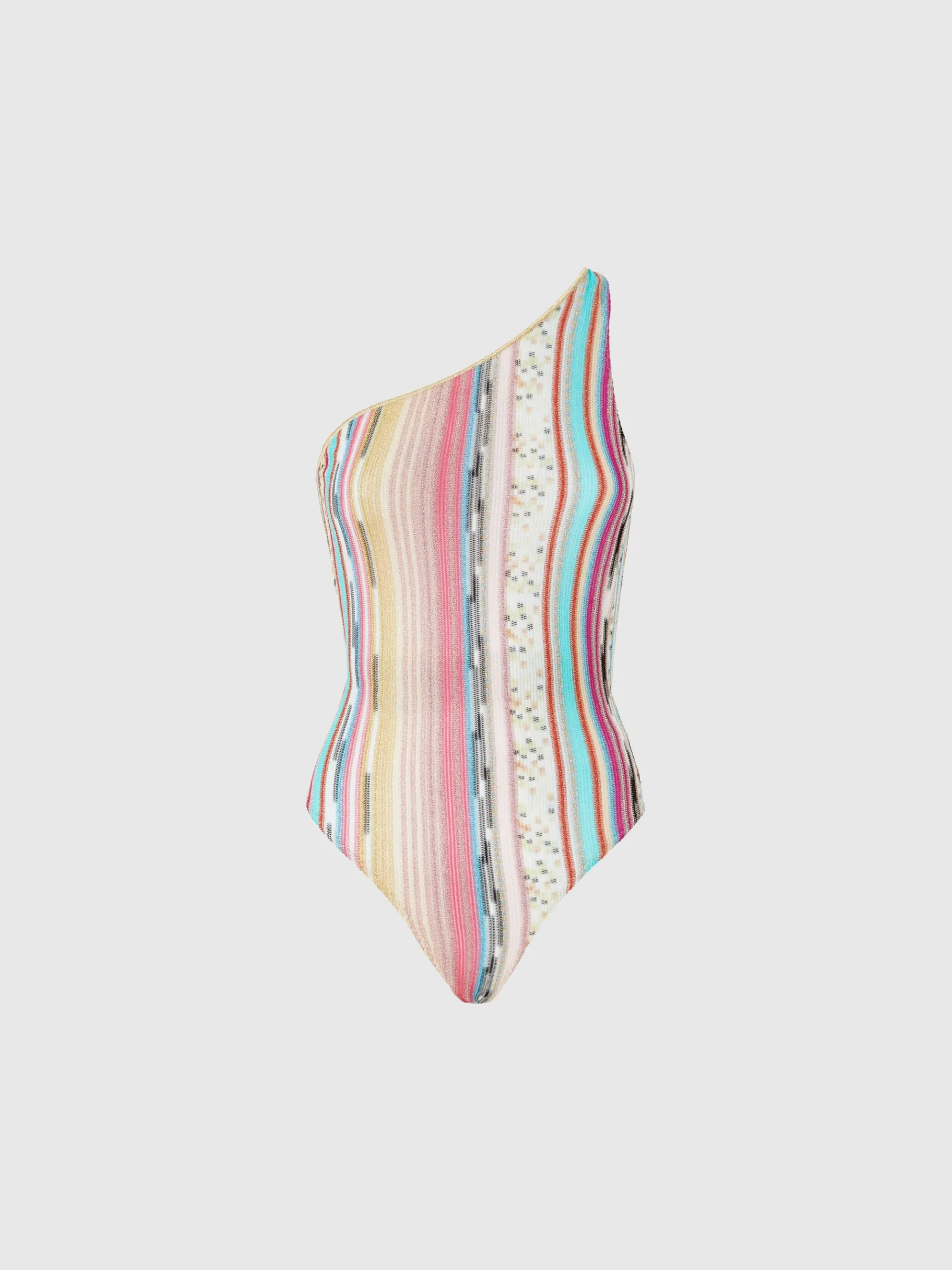 Maillot de bain une pièce asymétrique en viscose lamée flammée