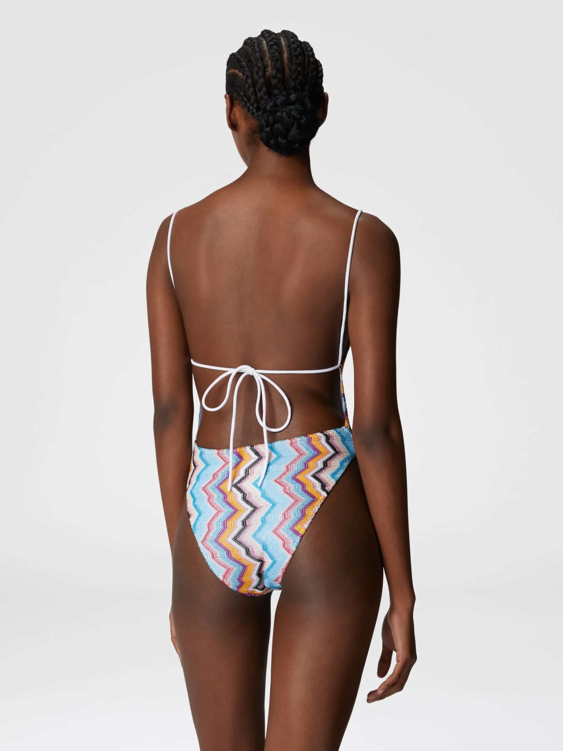 Maillot de bain une pièce sportif avec motif zigzag