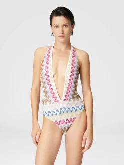 Maillot de bain une pièce en dentelle de viscose lamée