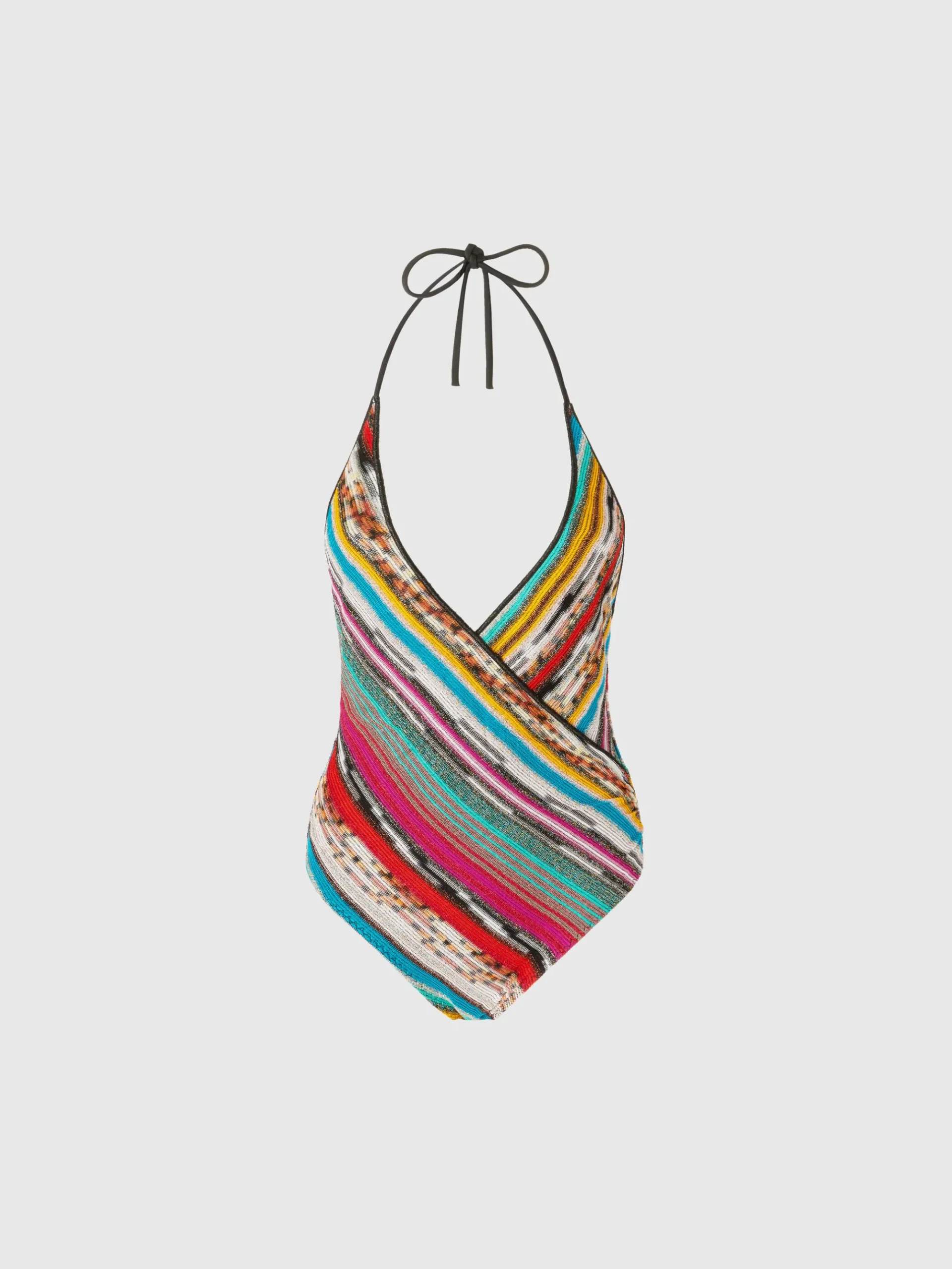 Maillot de bain une pièce en viscose lamée flammée avec col en V