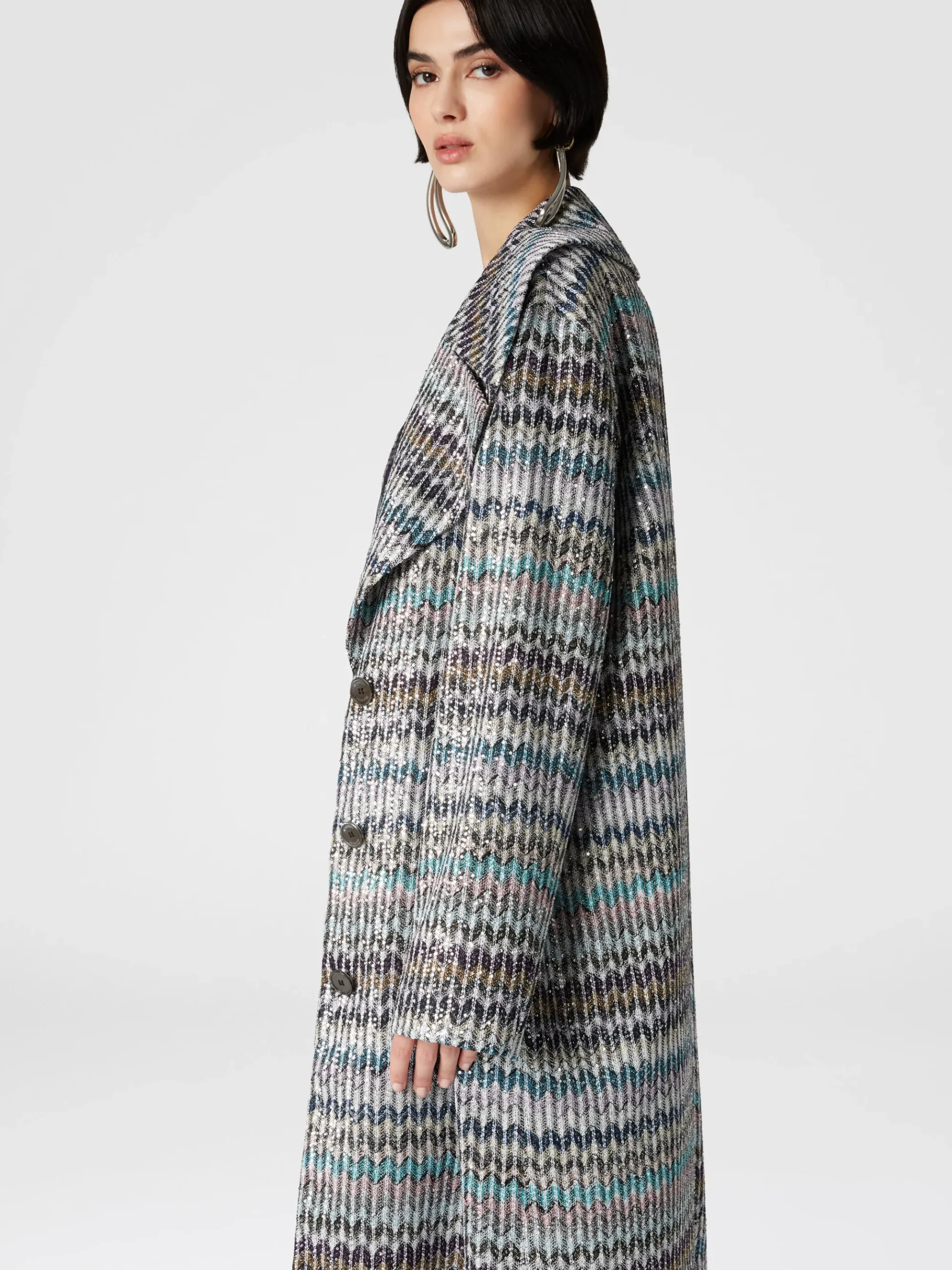 Manteau long avec application de paillettes