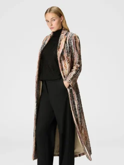 Manteau rayé en mélange de laine, mohair et alpaga