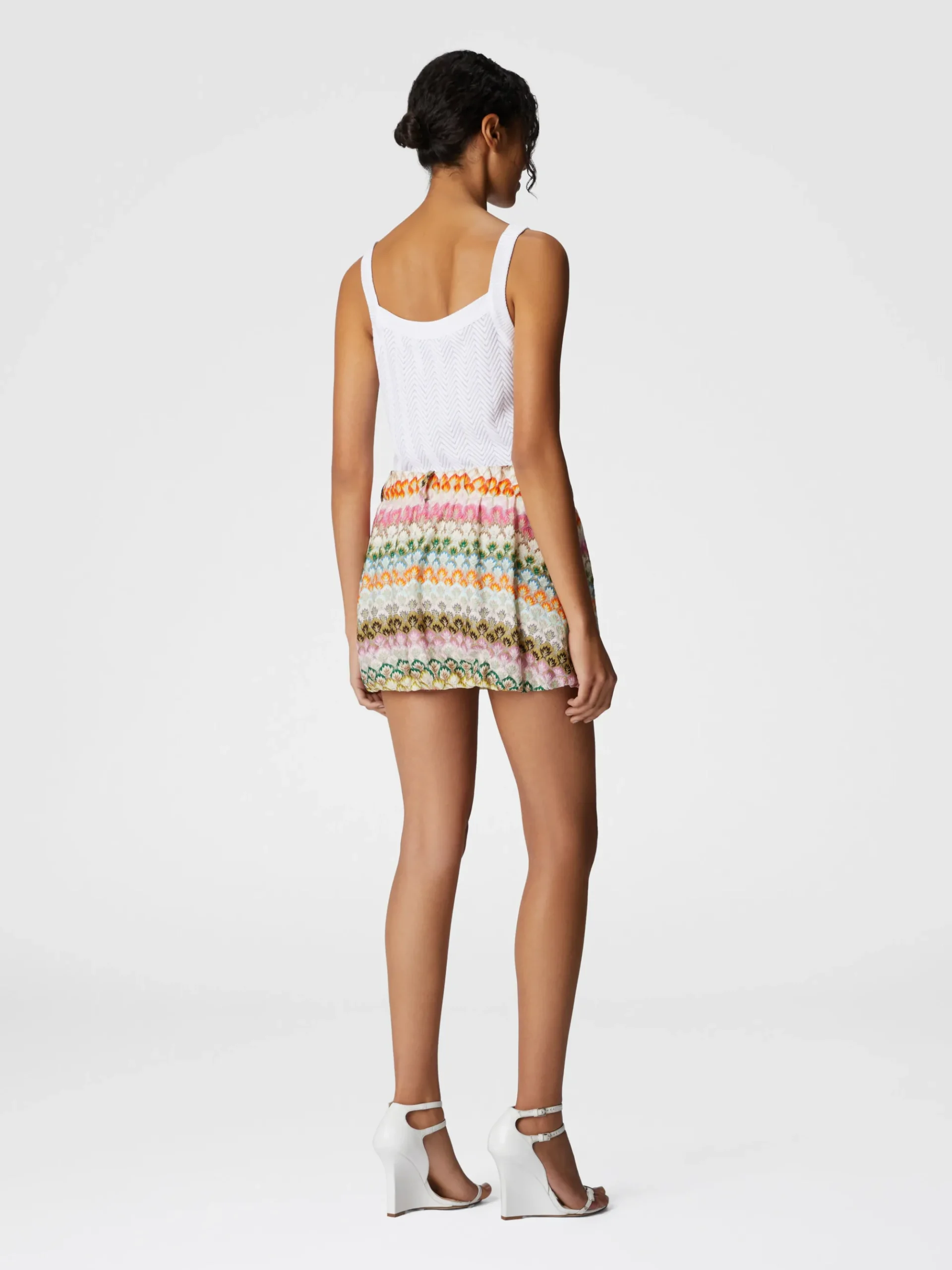 Mini jupe ballon avec motif floral abstrait