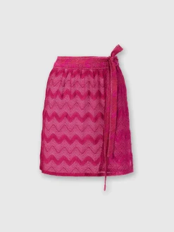 Minijupe cache-cœur en viscose lamé zigzag