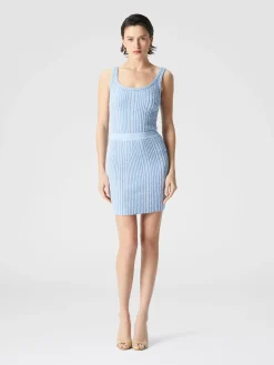 Mini-jupe côtelée stretch à sequins