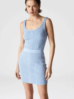 Mini-jupe côtelée stretch à sequins