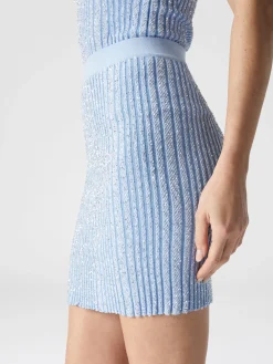 Mini-jupe côtelée stretch à sequins