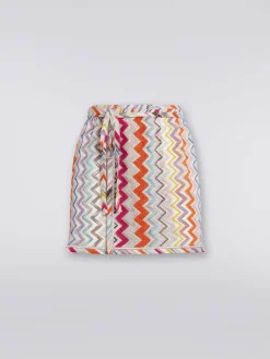 Mini-jupe portefeuille à zig-zag avec lurex