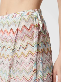 Mini-jupe portefeuille en viscose mélangée lamé zigzag