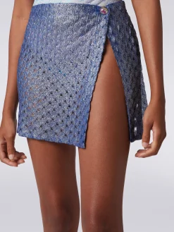 Mini-jupe style portefeuille à effet dentelle et finition brillante