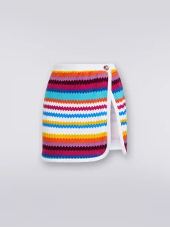 Mini-jupe style portefeuille en éponge à imprimé zig zag