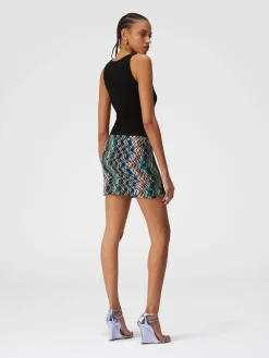 Minijupe zigzag en laine et coton