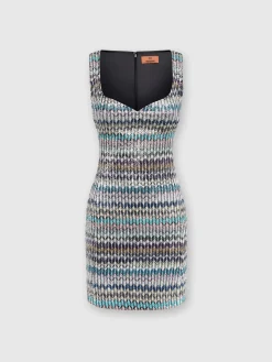 Mini-robe en maille lamée avec décolleté en cœur