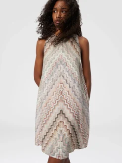 Mini-robe en viscose dégradée zig zag