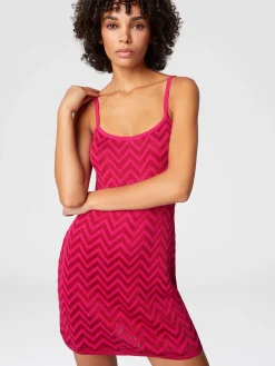 Mini-robe sans manches à chevrons ton sur ton