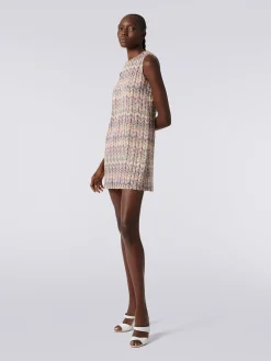 Mini-robe sans manches à zig-zag avec paillettes