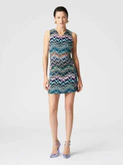 Mini-robe sans manches en laine et coton