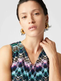 Mini-robe sans manches en laine et coton