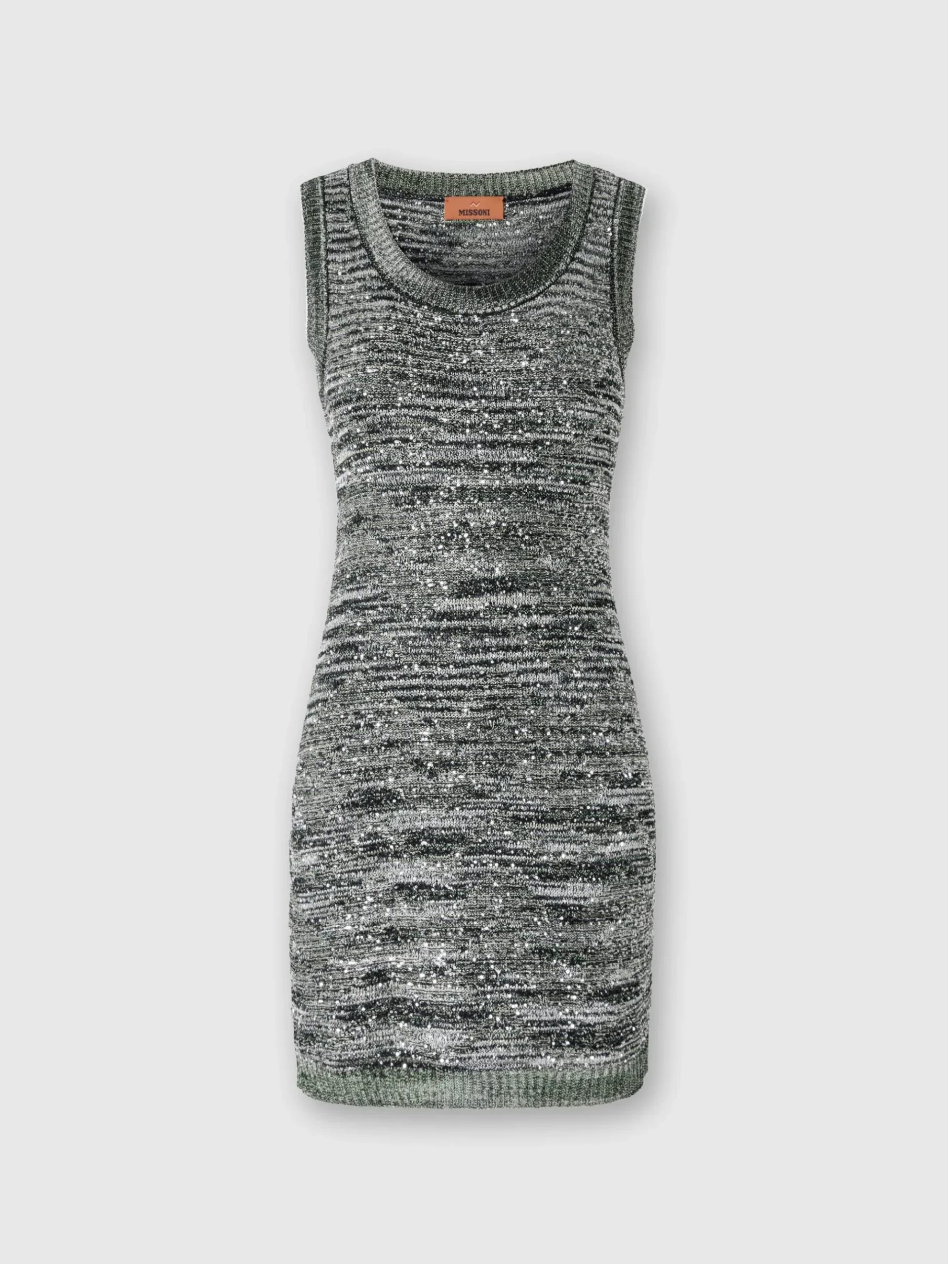 Mini-robe sans manches en maille flammée à sequins