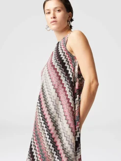 Mini-robe trapèze à motif zigzag dentelé lamé