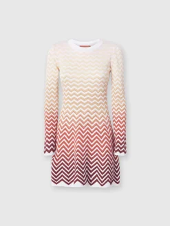 Mini-robe évasée à motif chevron dégradé