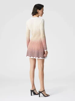 Mini-robe évasée à motif chevron dégradé