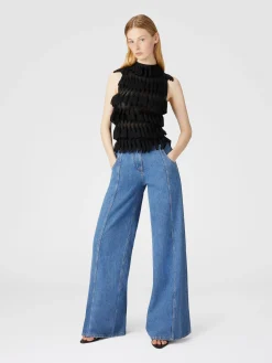 Pantalon à jambe large en denim