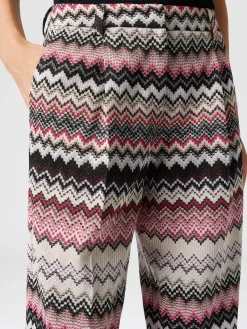 Pantalon classique à motif zigzag dentelé lamé