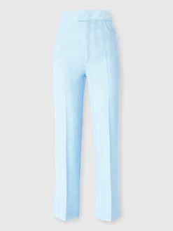 Pantalon classique en coton et viscose zigzag avec ourlet court