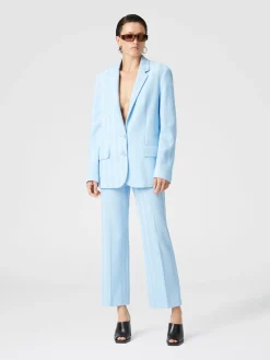 Pantalon classique en coton et viscose zigzag avec ourlet court