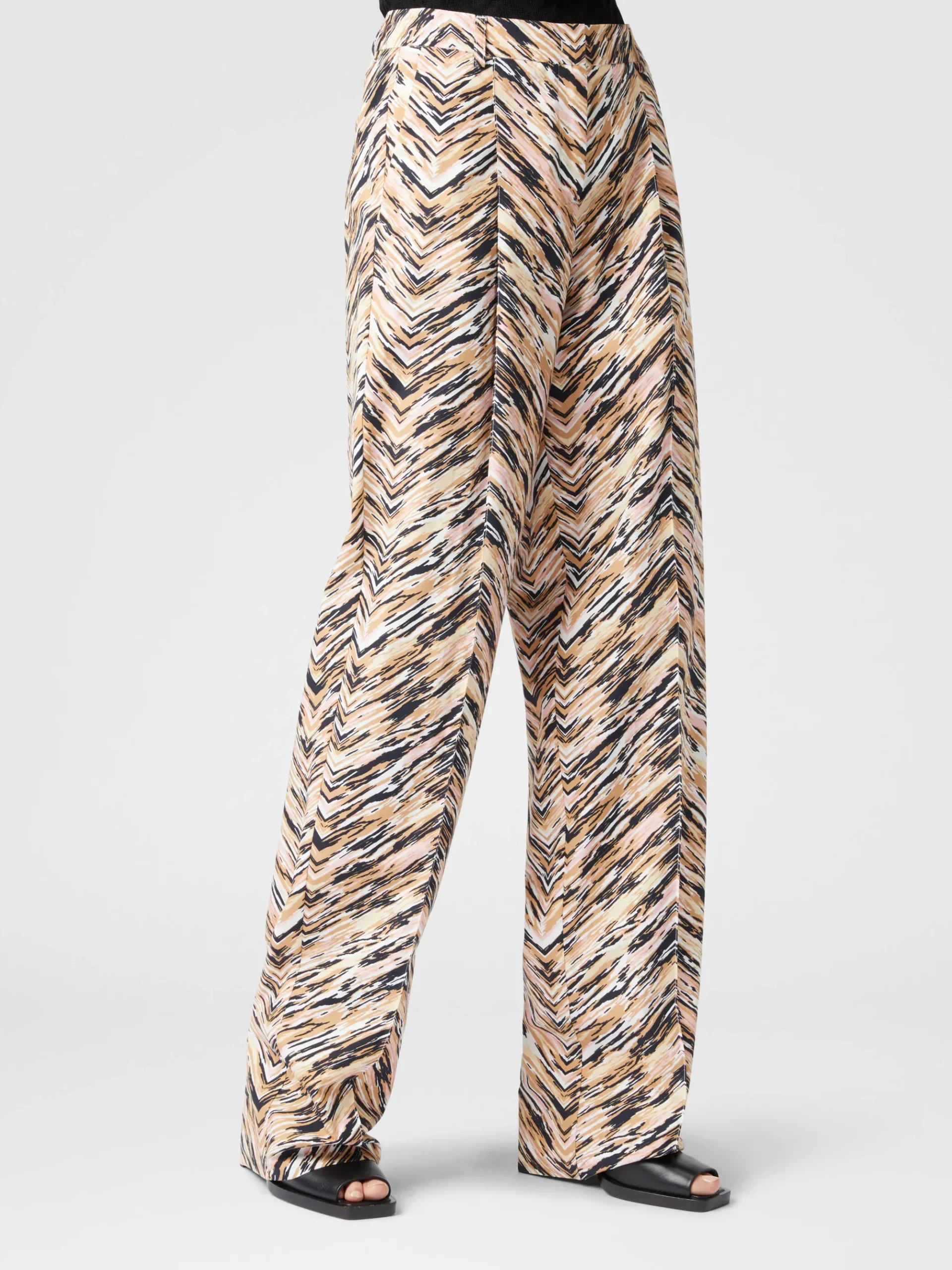 Pantalon classique en coton zigzag à imprimé animalier