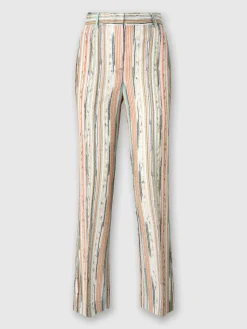 Pantalon classique en viscose flammée lamée rayée avec ourlet court