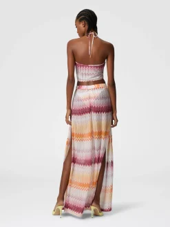 Pantalon classique en viscose mélangée zigzag lamé