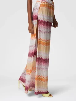 Pantalon classique en viscose mélangée zigzag lamé