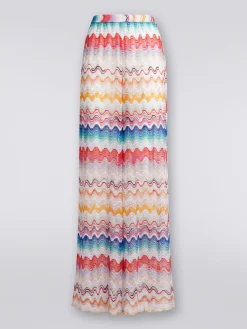 Pantalon de plage à motif ondulé avec lurex