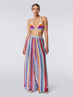 Pantalon de plage en coton et soie à zig zag