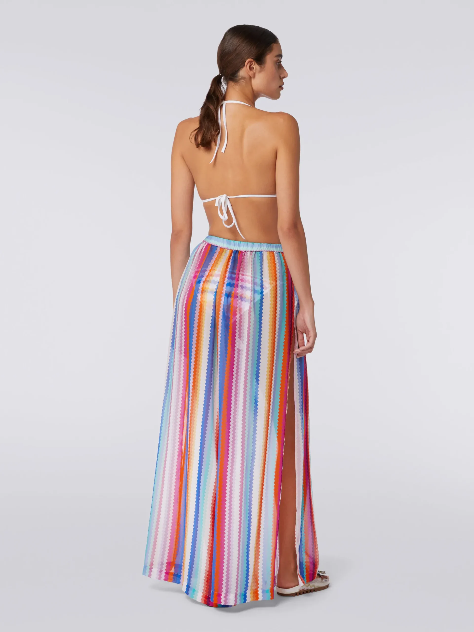 Pantalon de plage en coton et soie à zig zag