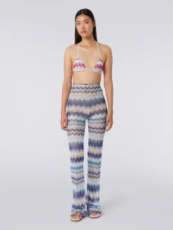 Pantalon de plage en crochet à zig zag avec lurex