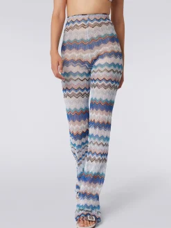 Pantalon de plage en crochet à zig zag avec lurex