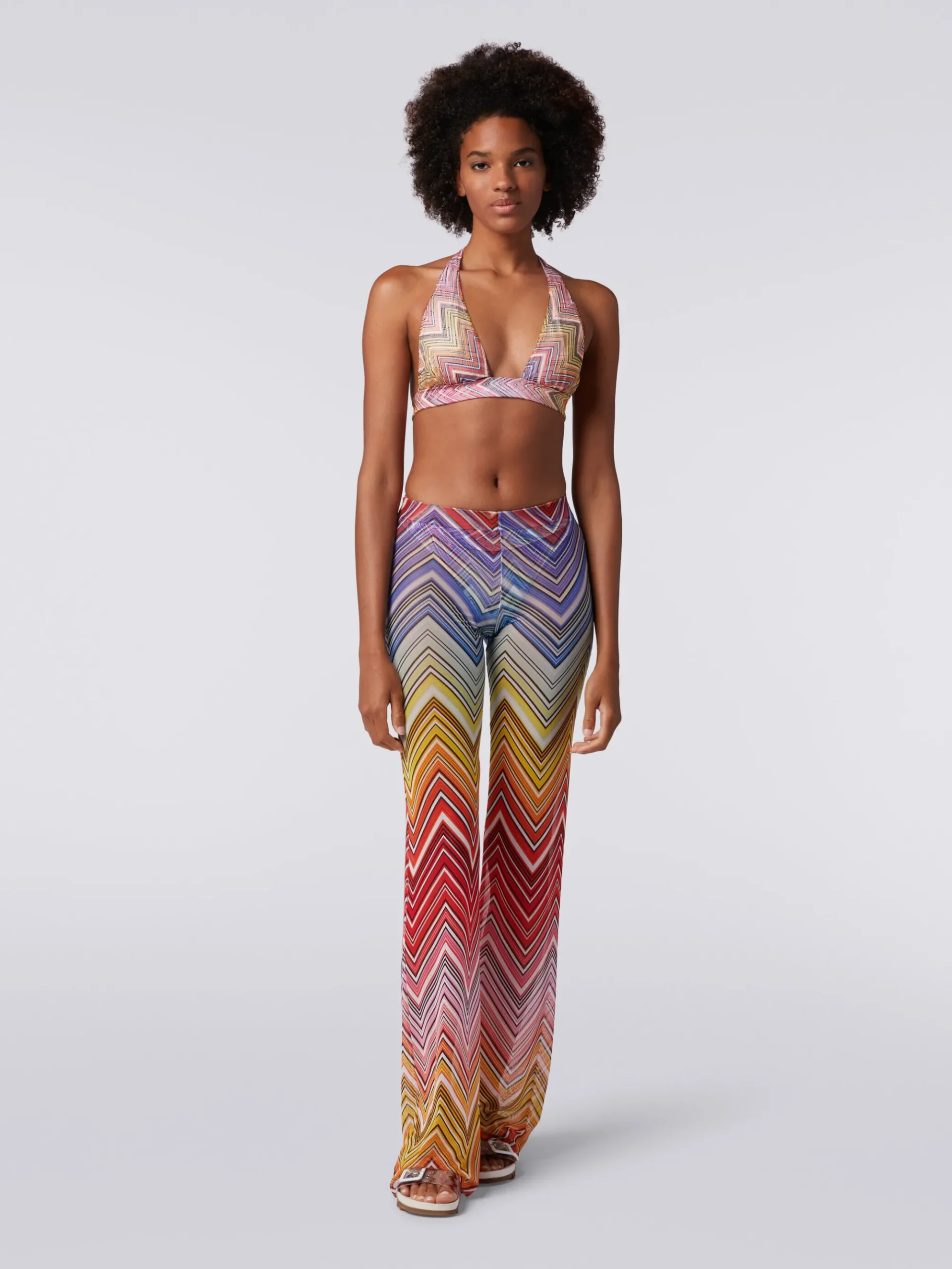 Pantalon de plage en tulle à imprimé zig zag
