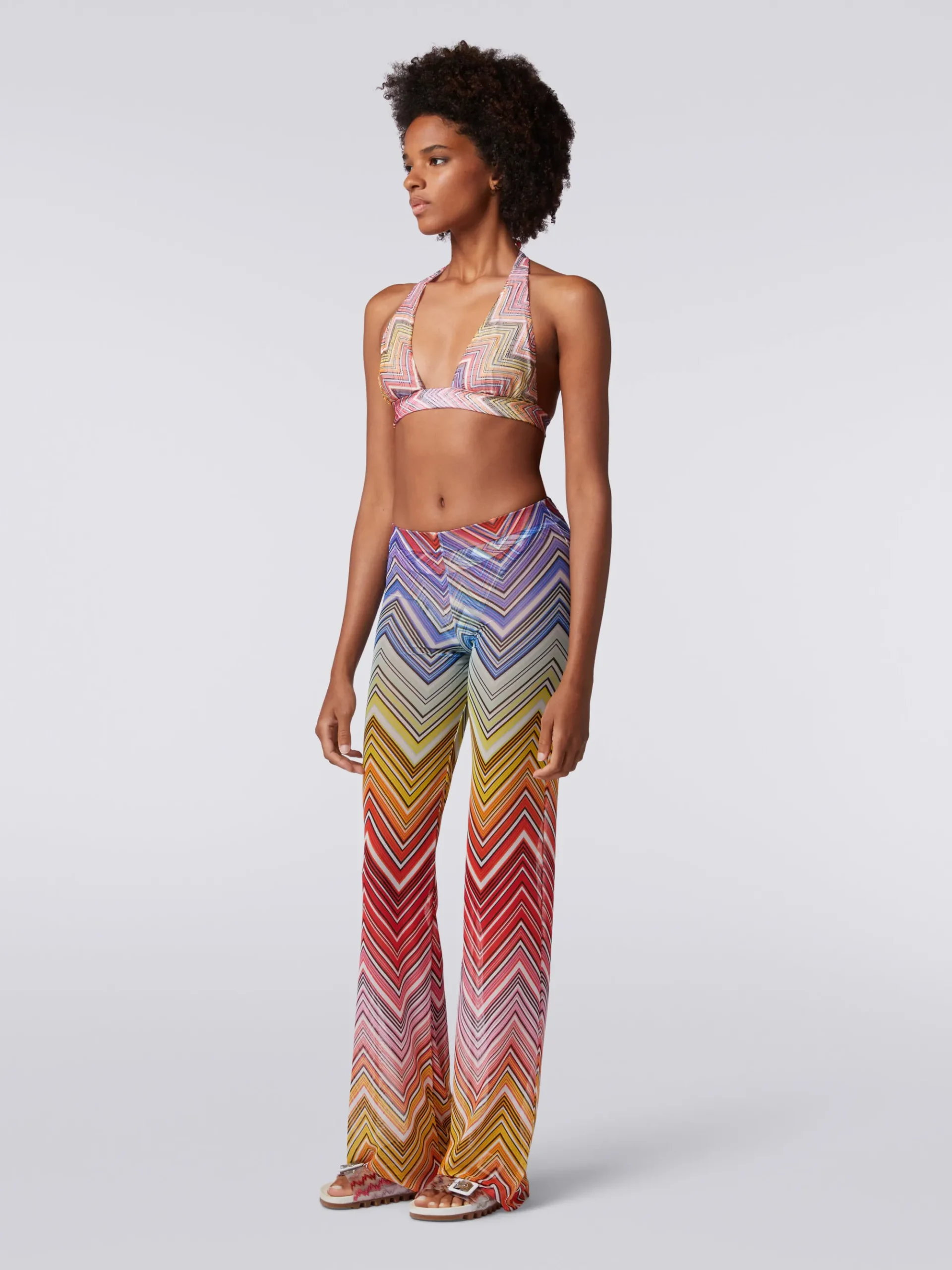 Pantalon de plage en tulle à imprimé zig zag