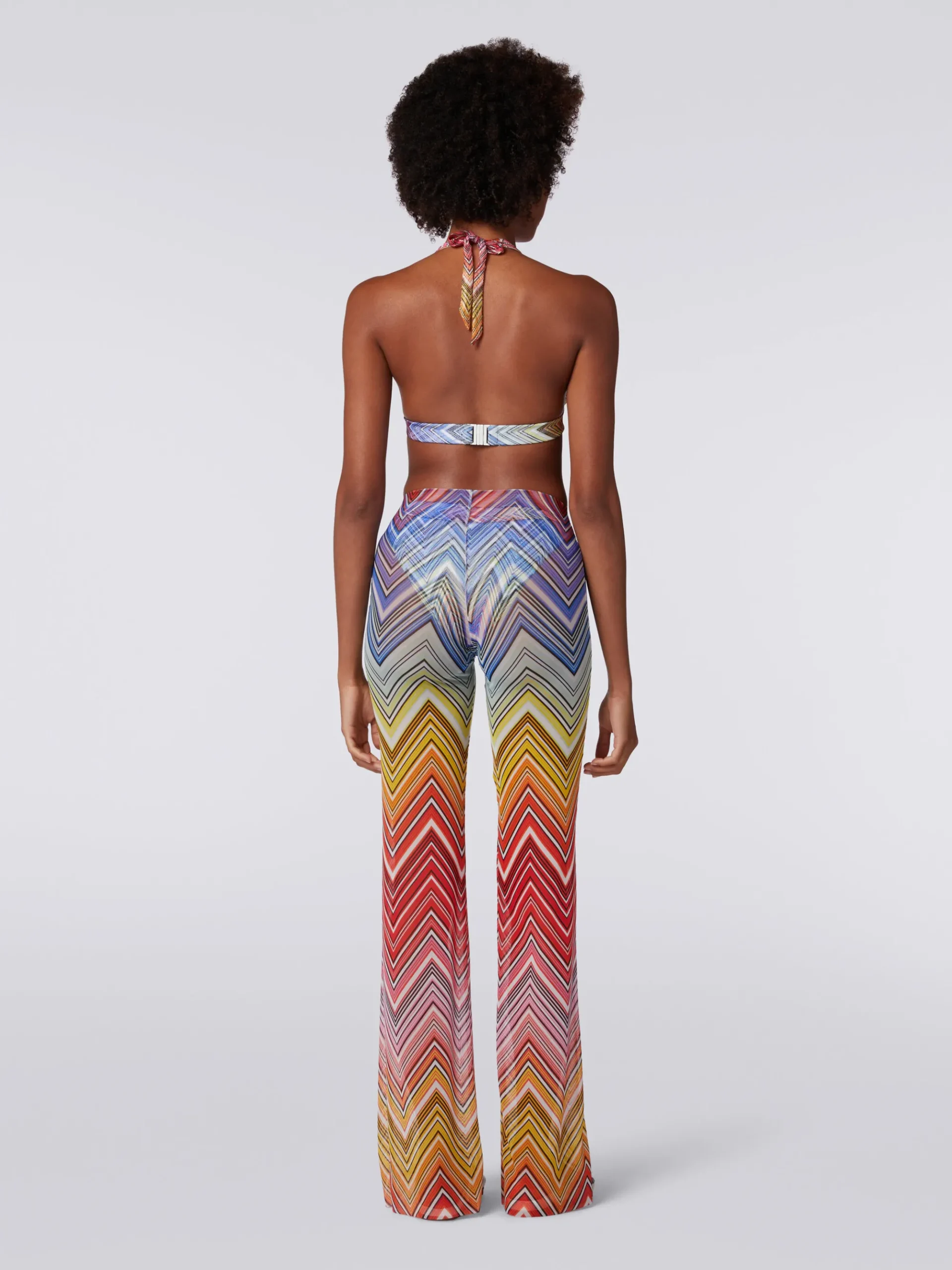 Pantalon de plage en tulle à imprimé zig zag