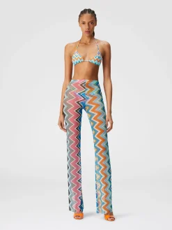 Pantalon de plage en tulle à imprimé zig-zag