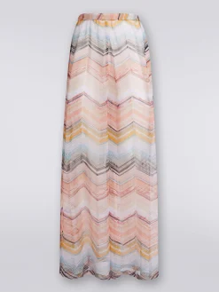 Pantalon de plage en viscose mélangée à zig zag avec lurex