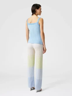 Pantalon droit en viscose dégradée à chevrons