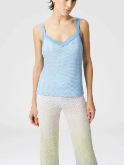 Pantalon droit en viscose dégradée à chevrons