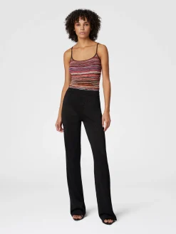 Pantalon droit en viscose lamée