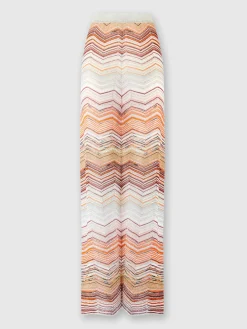 Pantalon en lamé à chevrons palazzo avec paillettes