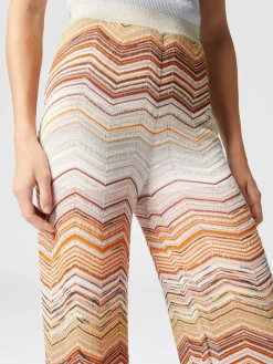 Pantalon en lamé à chevrons palazzo avec paillettes