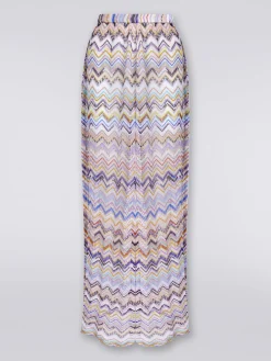 Pantalon en maille de viscose filet zig zag avec lurex